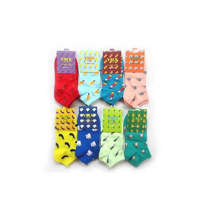 

Summer Made in YIWU China foreign trade Cartoon creative Korean design colorful fruit vegetable pattern boat socks