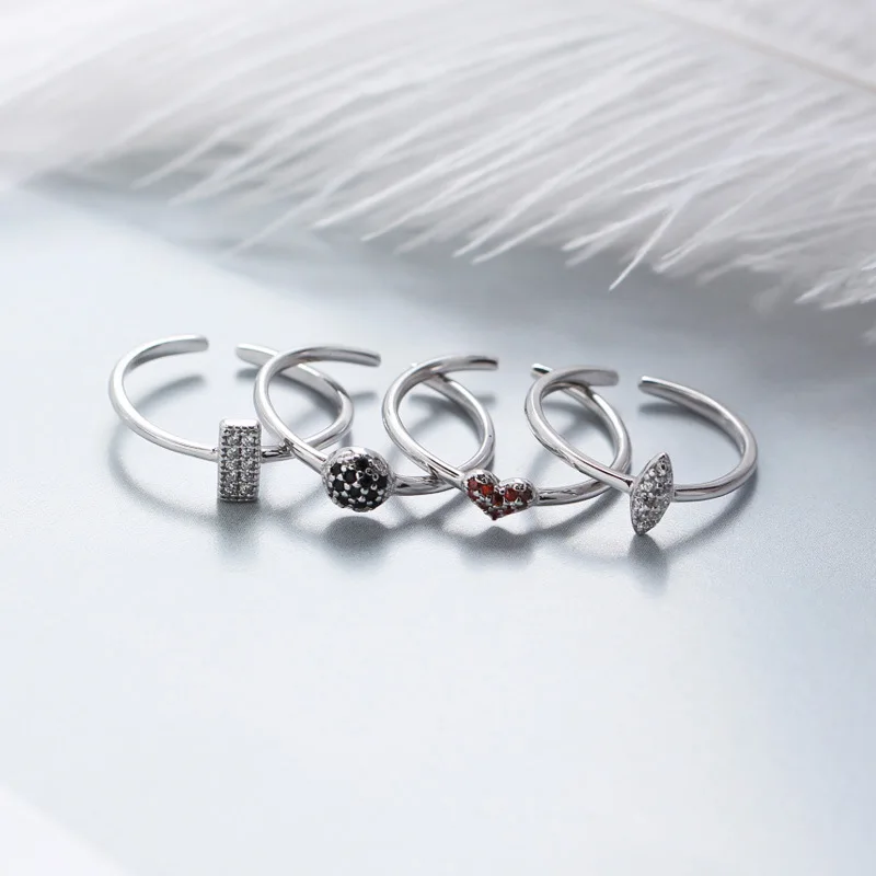 

Different Shape 925 Sterling Silver CZ Crystal Women Wedding Rings Gifts