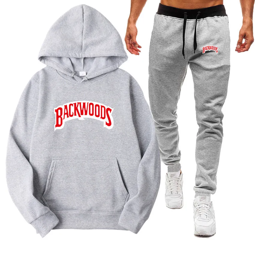 

Fashion Brand Men's Set Fleece Hoodie Pant Thick Warm Sportswear Hooded Track Suits Male Sweatsuit Tracksuit For Backwoods, Customized color