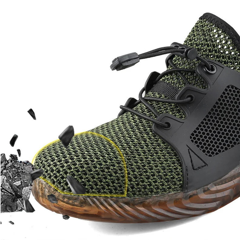 

Male Shoes Breathable Mesh Safety Shoes Men Light Sneaker Indestructible Steel Toe Soft Anti-piercing Work Boots Work Shoes