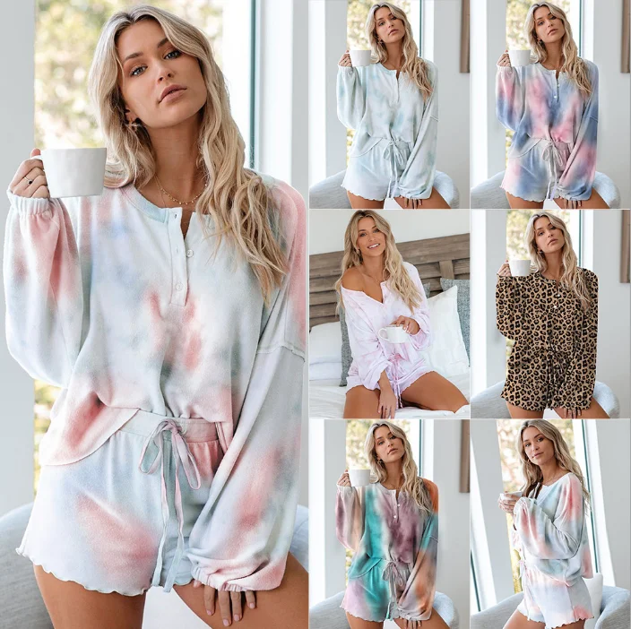 

Tie Dye Printed Girls' Sleepwear Lounge Wear Womens Loungewear Nightgowns Cotton Girls Women's Women Nightgown Ladies Pajamas, Customized color