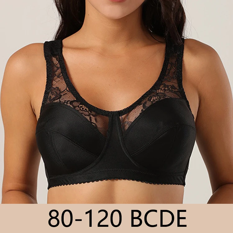 

Big B C D E F G cup full coverage wireless large boobs lace solid color full cover push up fat women plus size bra