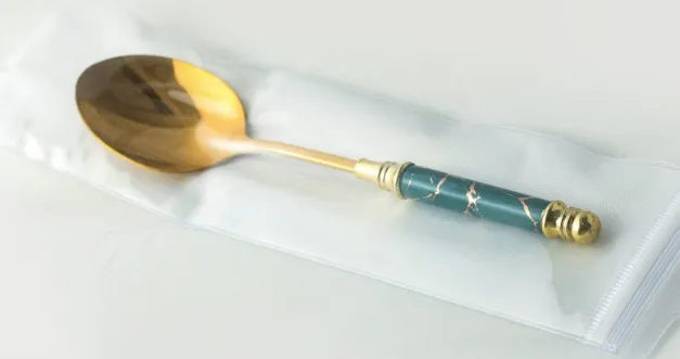 Ceramic Black Handle Flatware Stainless Cutlery Set Spoons Set 24 pcs Stainless Home Steel Cutlery