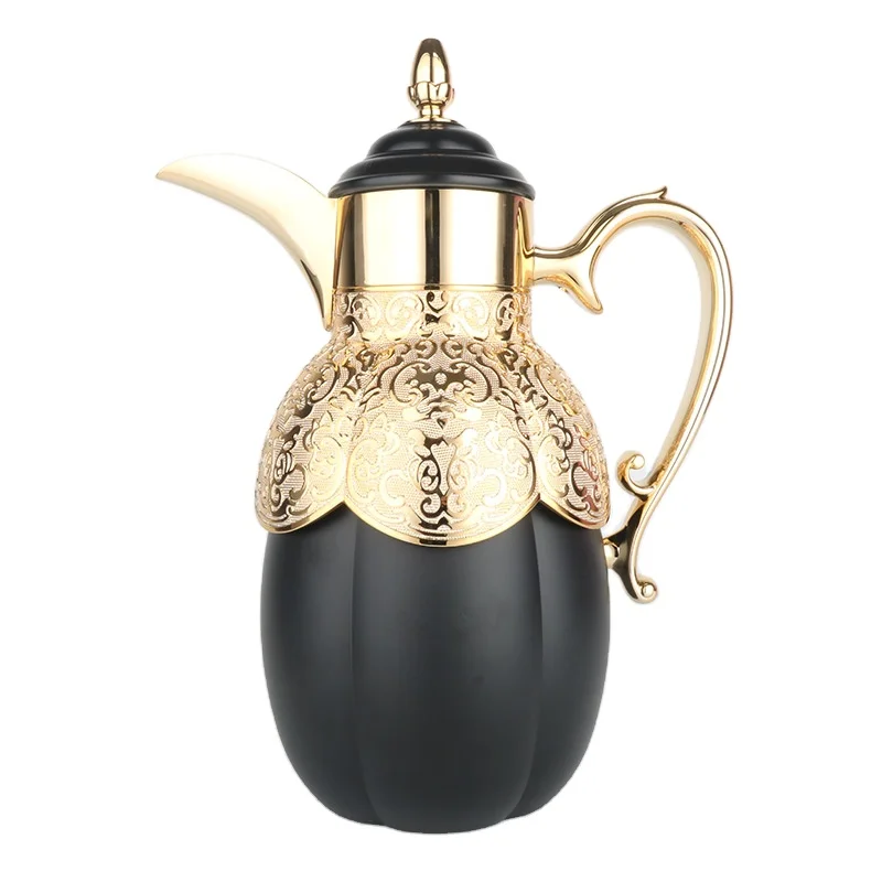 

2021 HOT SELLING ARABIC STYLE VACUUM FLASK LUXURY COFFEE POT TEA POT FOR HOTEL, All gold, all silver, silver with gold