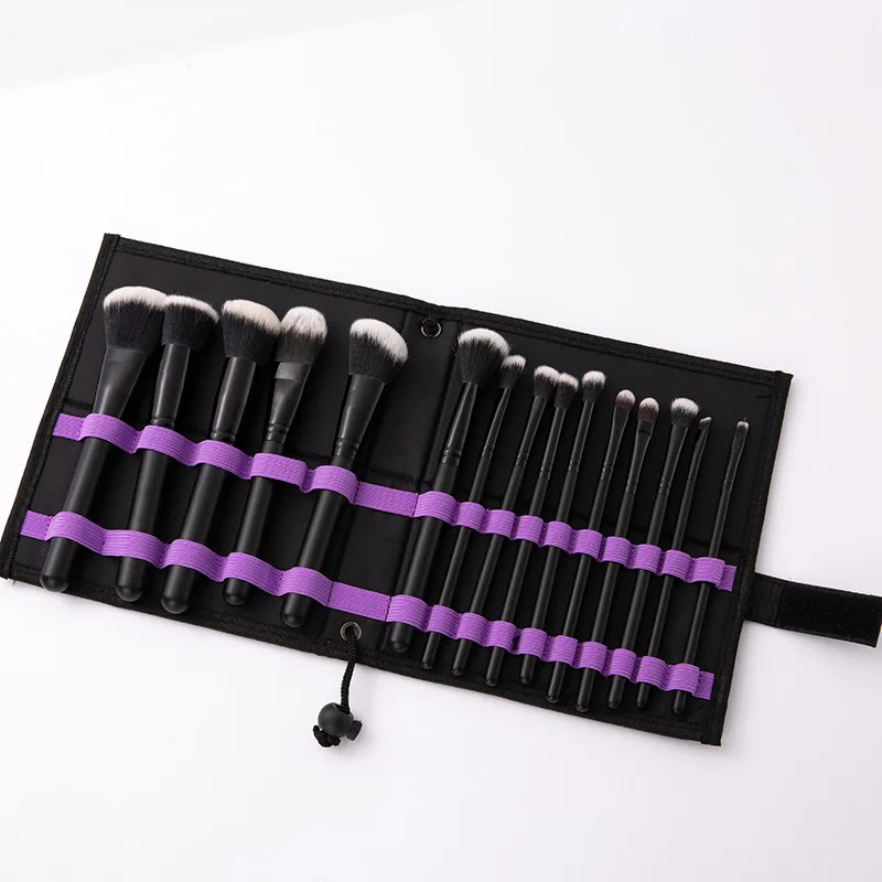 

2021 Hot Selling Wholesale 15 Pcs Foundation Concealer Portable Face Cosmetic Tools Professional Black Makeup Brushes Set