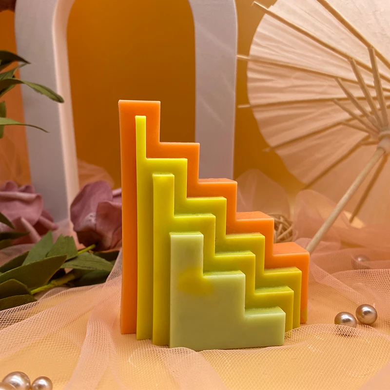 

B-3136 DIY Geometric Shape Ladder Silicone Candle Mold Wedding Decoration Soap Aromatherapy Baking Cake Mold