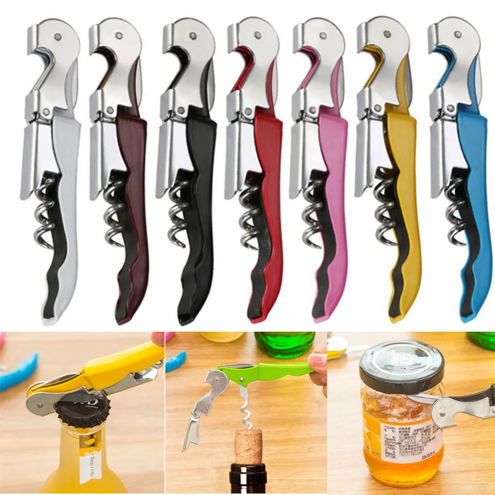 

New Creative Bottle Opener Stainless Steel Wine Corkscrew Beer Bottle Can Remover Cutter For Kitchen Tools Bar Accessoires, As photo