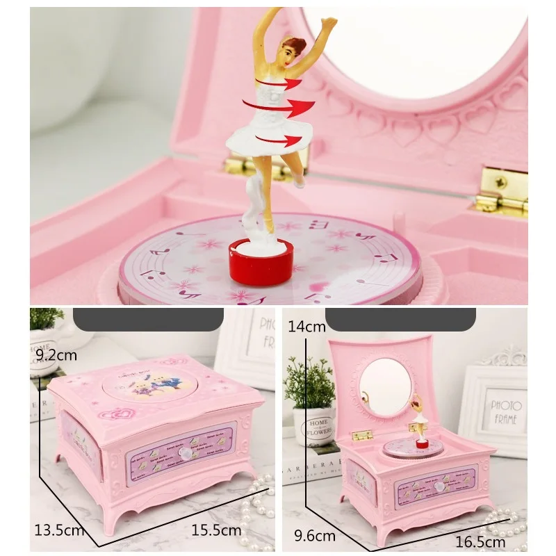 Classic Rotating Dancer Ballerina Piano Music Box Clockwork Plastic