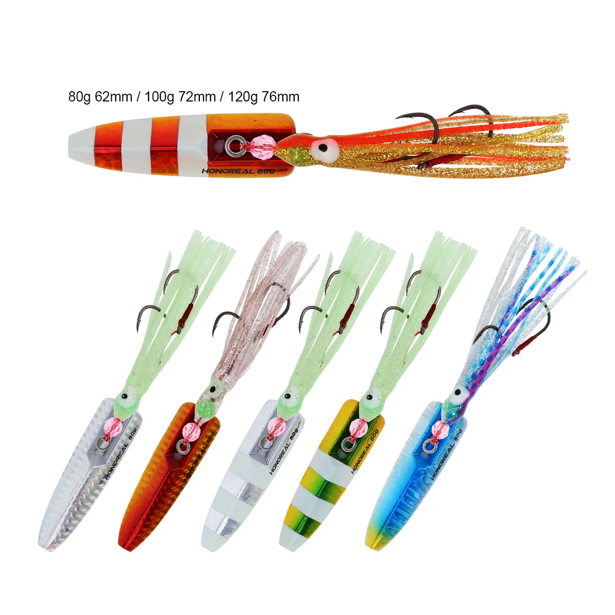 

Luminous Slow Jigging Lures Jigs 80g 100g casting saltwater metal lure