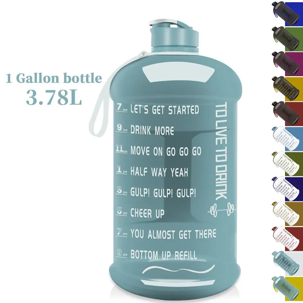 time marker 3.78L 1 gallon motivational water bottle water jug plastic tritan eco-friendly wide mouth for office outdoor sports
