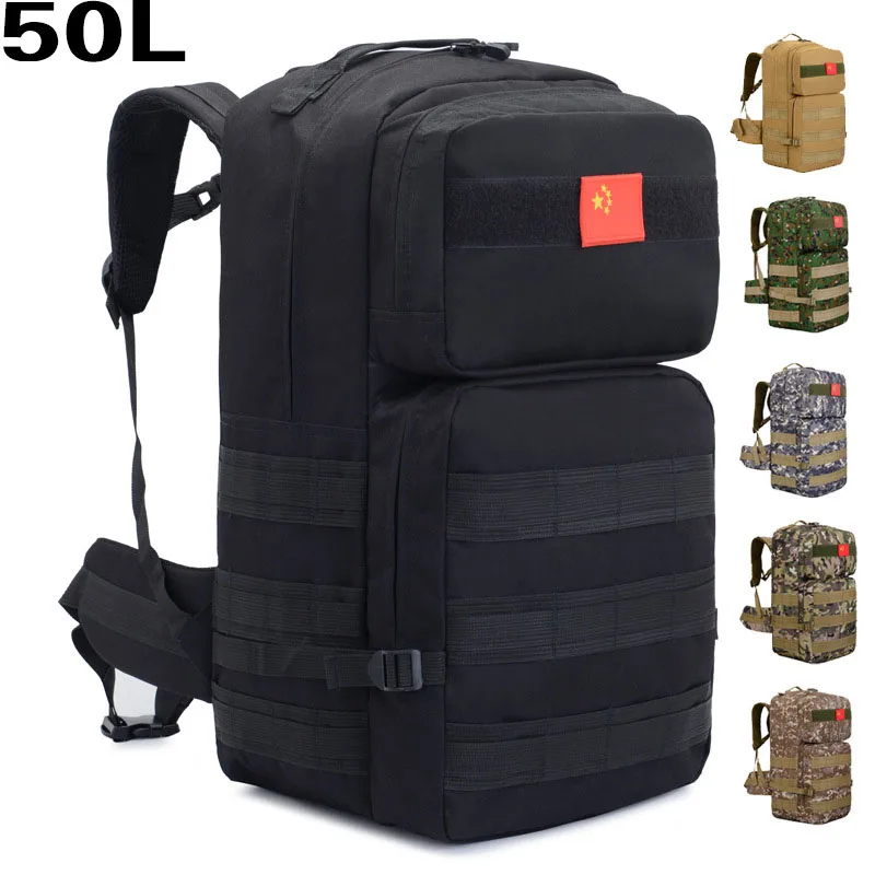 

Camouflage Backpack 50L Military Tactical Backpack Assault Assault Pack Molle Bag Rucksack Hiking Camping Backpack, 6 colors