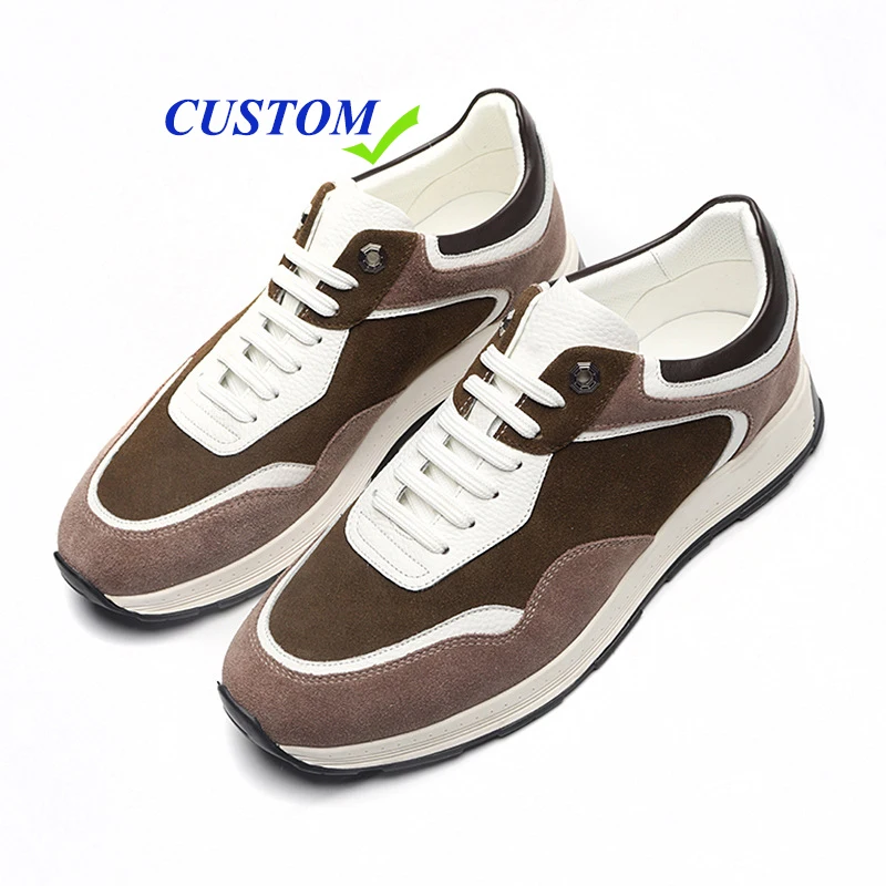 

custom manufacturer fashion breathable genuine leather casual sport shoes men basketball running football sneakers