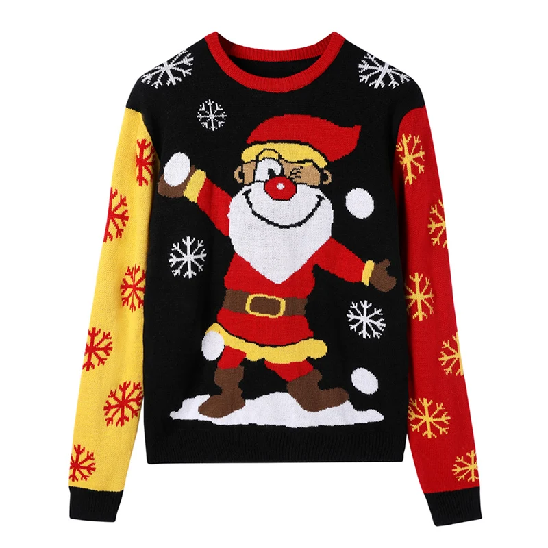 

2021 New Father Christmas Jacquard Design Christmas sweater Custom Fall Winter Knitted pullover Plus size Women sweater