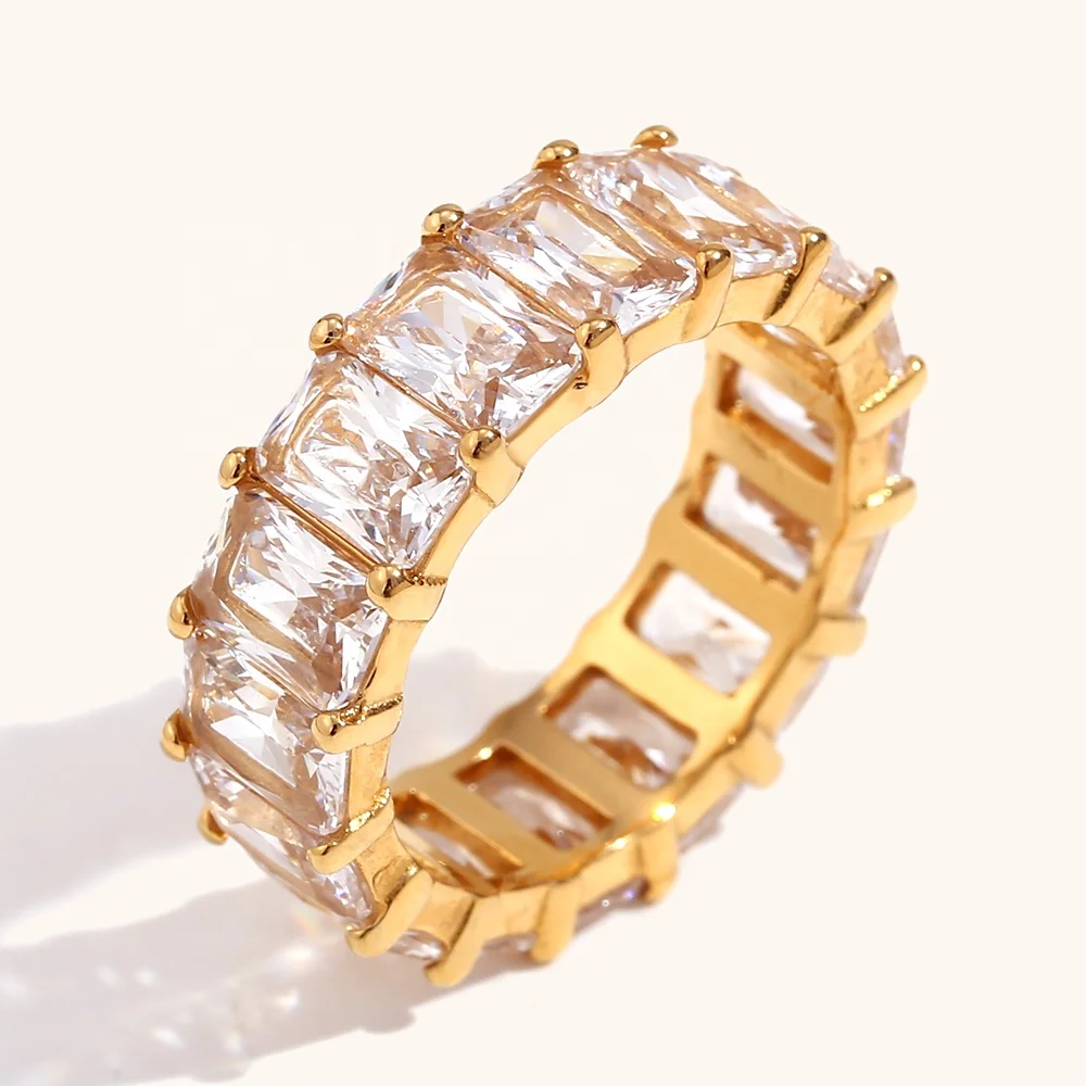 

Ding Ran Gold Plated Jewelry AAAA Zircon Rings Stainless Steel Party Jewelry Ring For Women bijoux acier inoxydable 2024