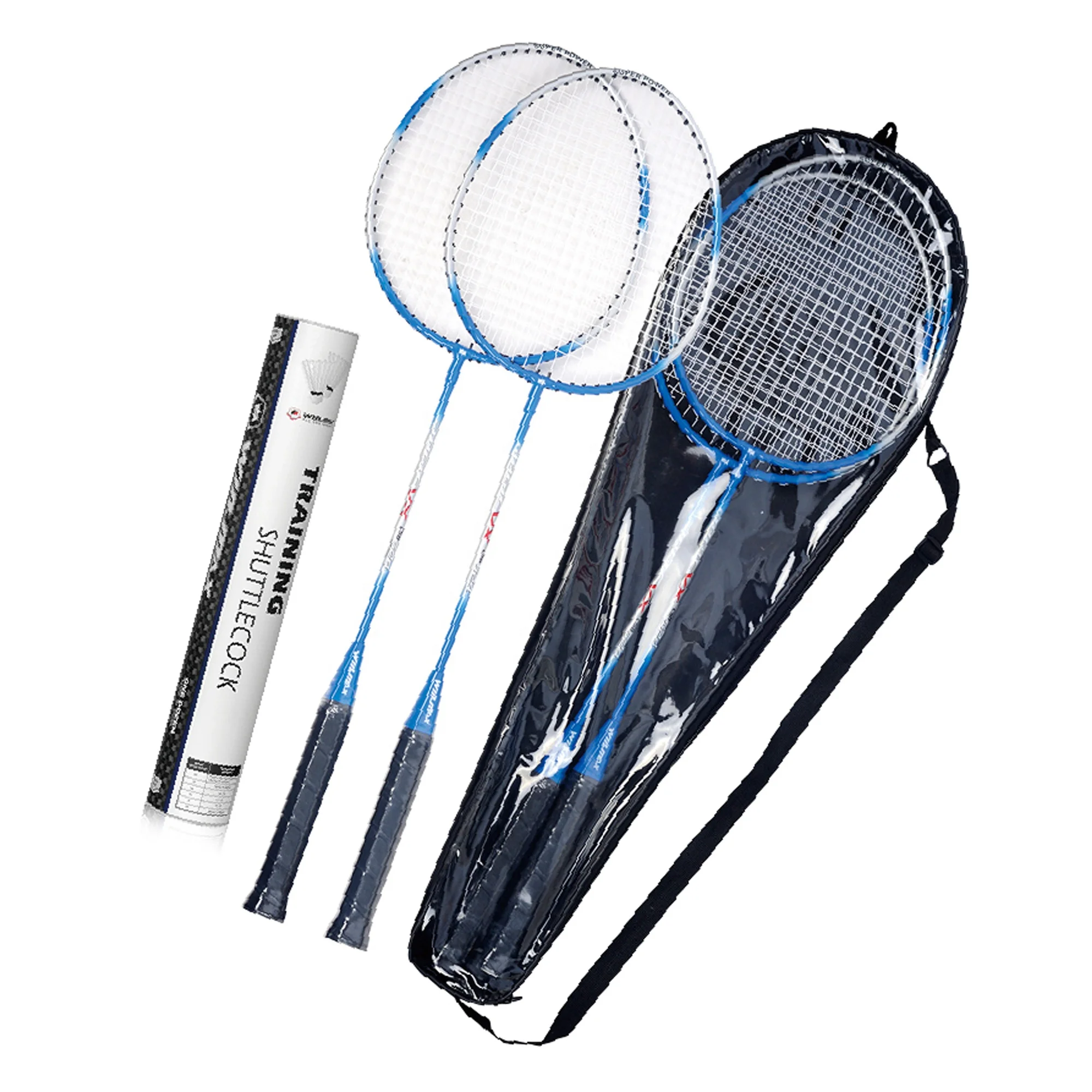 

WINMAX hot sale stock lining badminton racket racquet set with 12 pcs nylon shuttlecocks, Blue