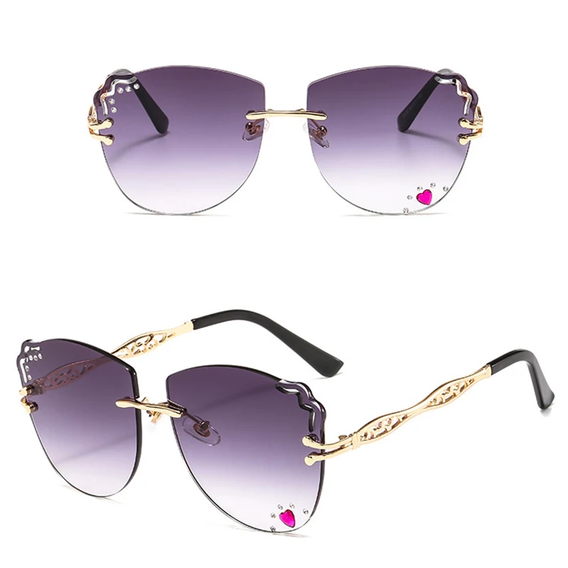 

S039 New style frameless cut-edge sunglasses fashion diamond ladies sunglasses