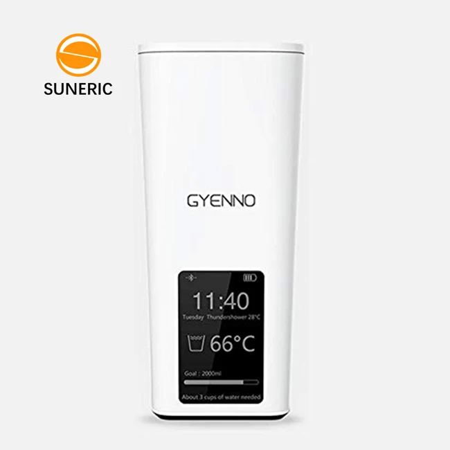 

High Tech Display Temperature Date Time Reminder 350ml Vacuum Flask Smart Bottle With App, White
