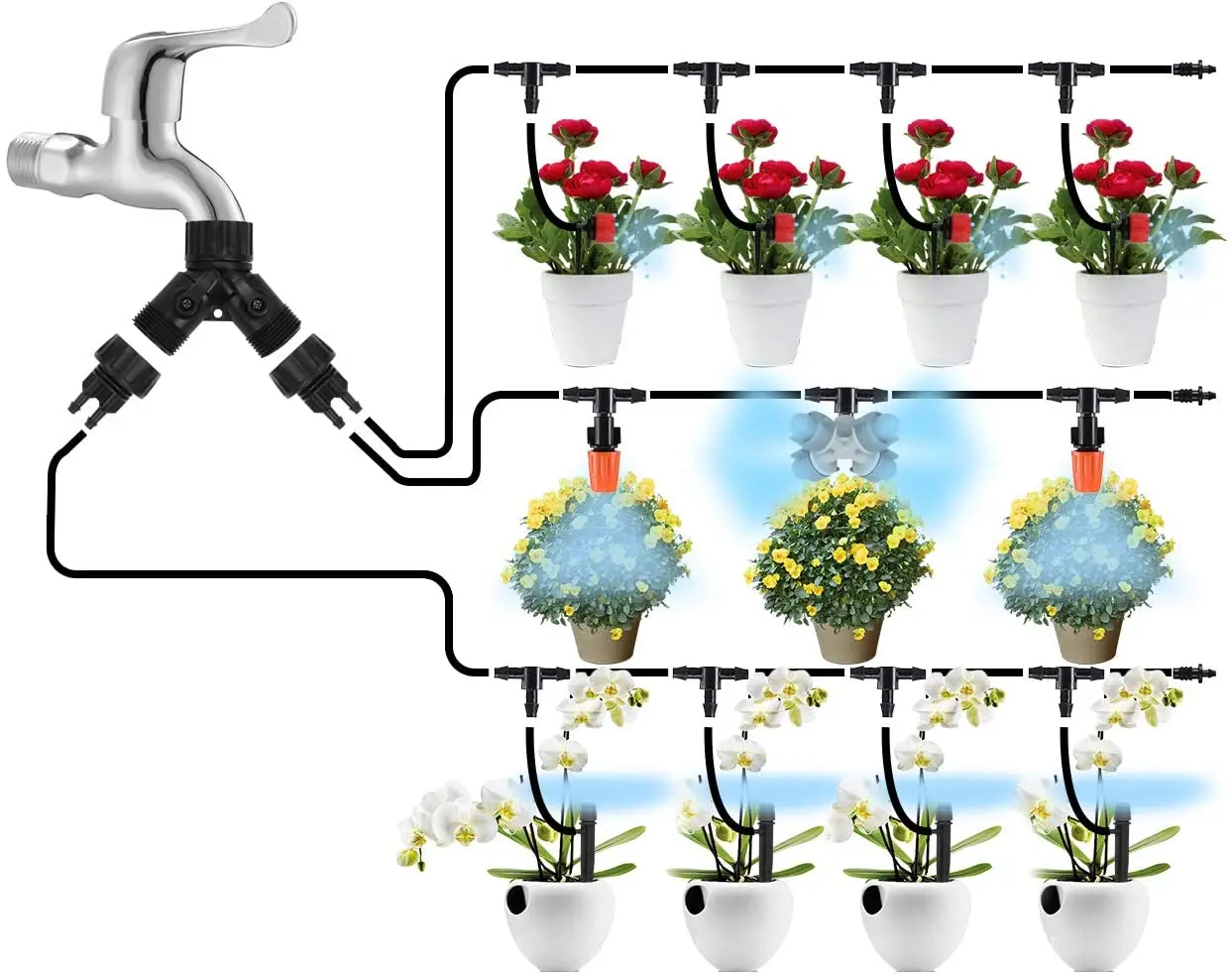 

garden hoses drip irrigation kit water sprinkler for garden rain irrigation system, Black