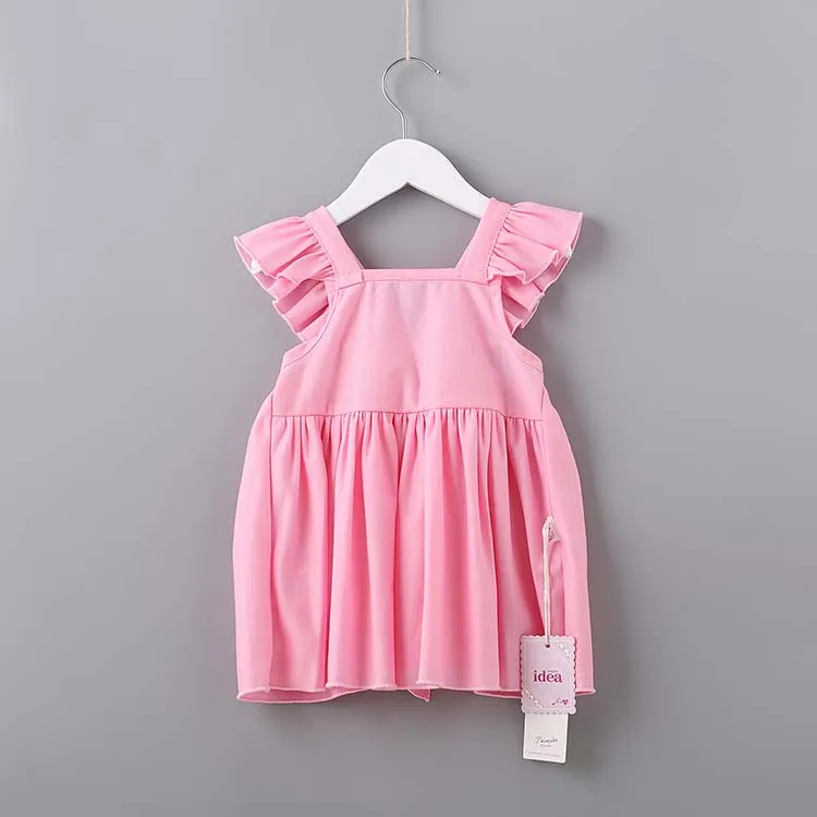 

Latest Kids Clothing Fashion Flutter Sleeveless Bowknot Baby Girl Dress