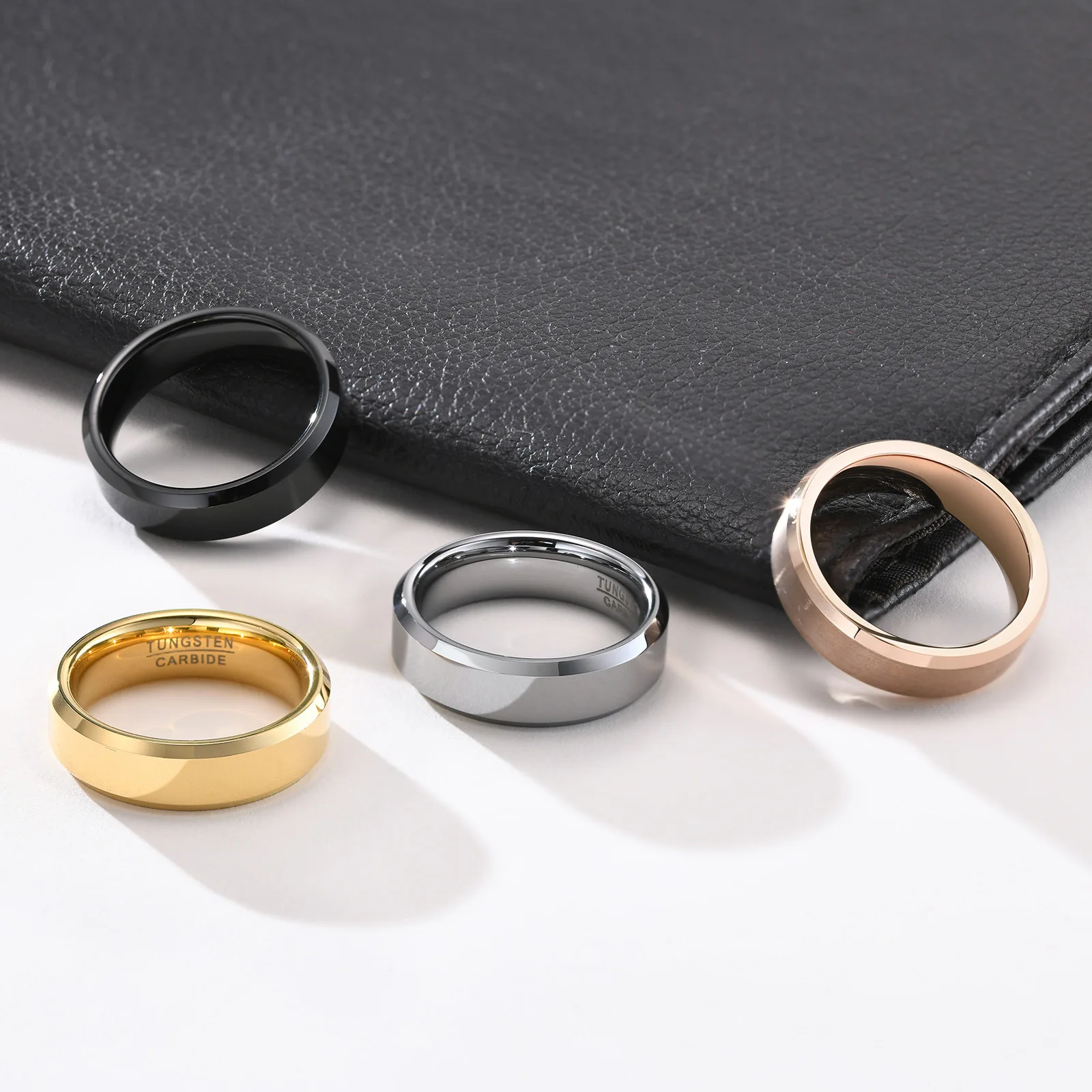 

Tungsten Steel 18K Gold Plating Mens Wedding Band Ring High Polish Plain Smooth Band Finger Ring for Women Men