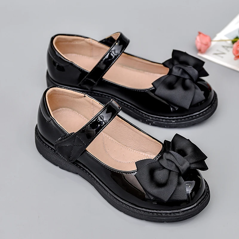

Wholesale Spring And Autumn New Children's Princess Single Shoes Foreign Trade Hot Sale Girls Bow Flat Shoes, Customized color