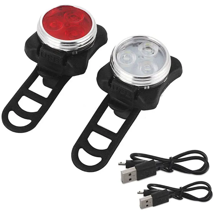 

500 Lumens 4 Modes 3 Led Multi Function Light USB Rechargeable Bike Waterproof Resistant Bicycle Light Set