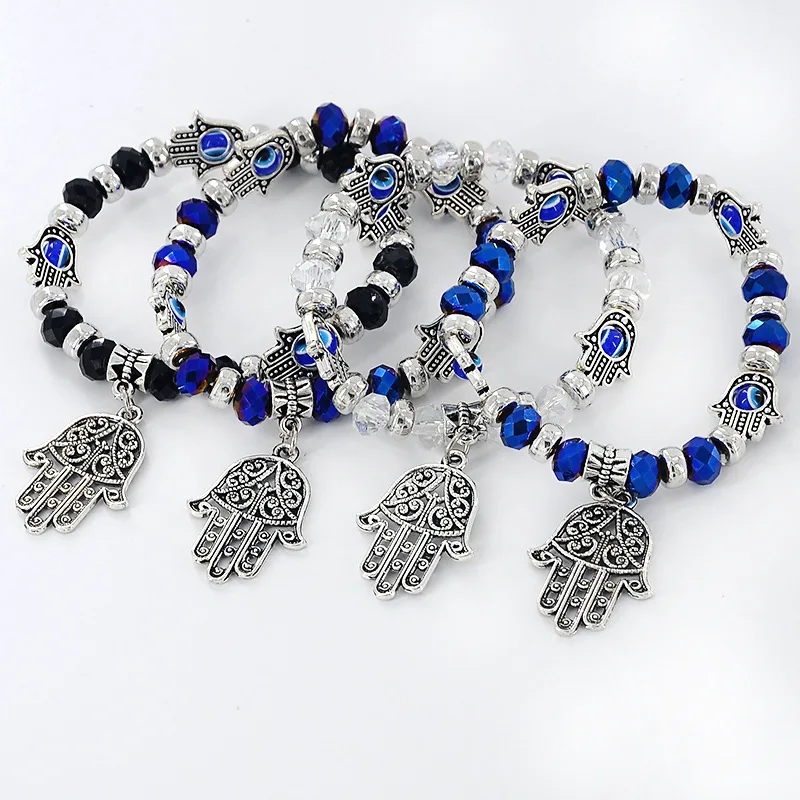 

Fashion Acrylic Beads For Bracelet Making Jewelry Women Hand of Fatima Turkish Evil Eye Hamsa Charm Beaded Bracelets, Picture color