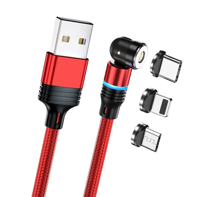 

Wholesale 3 In 540 Degree Magnetic Charging Cable Micro Type C Fast Cable Usb Accessories Mobile Phone Data cable, Black red purple green