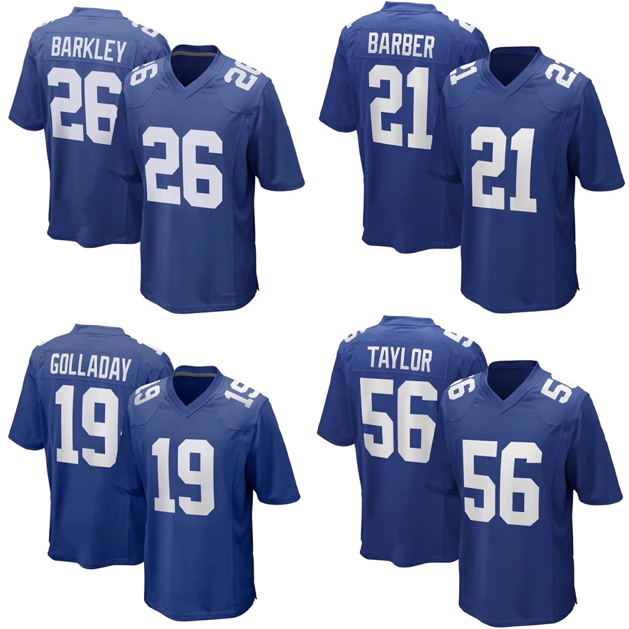 

Custom New York City American Football Jersey Embroidery cheap Men Giant team Royal uniform 26 Barkley 19 Golladay 21 Collins