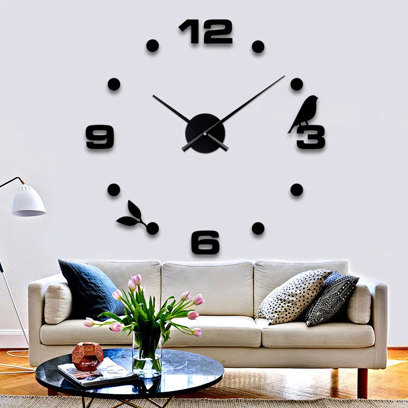 

Modern Design 3d Home Decorative Wall Sticker Clock Frameless Large DIY Wall Clock, Black,gold,silver