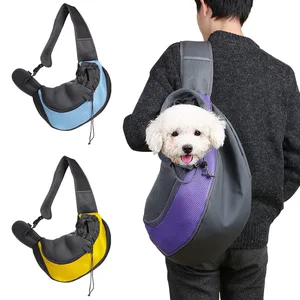 Image of Dog Carrier Slings, Hands Free Side Pet Sling Carrier Tote with Breathable Mesh Pouch for Small Dog Cat Rabbit