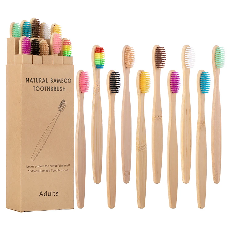 

2021 hot sale bamboo brush adult kids Eco-Friendly Tooth Brush With Comfortable Bristles Biodegradable Natural Compostable Bam, Natural bamboo color