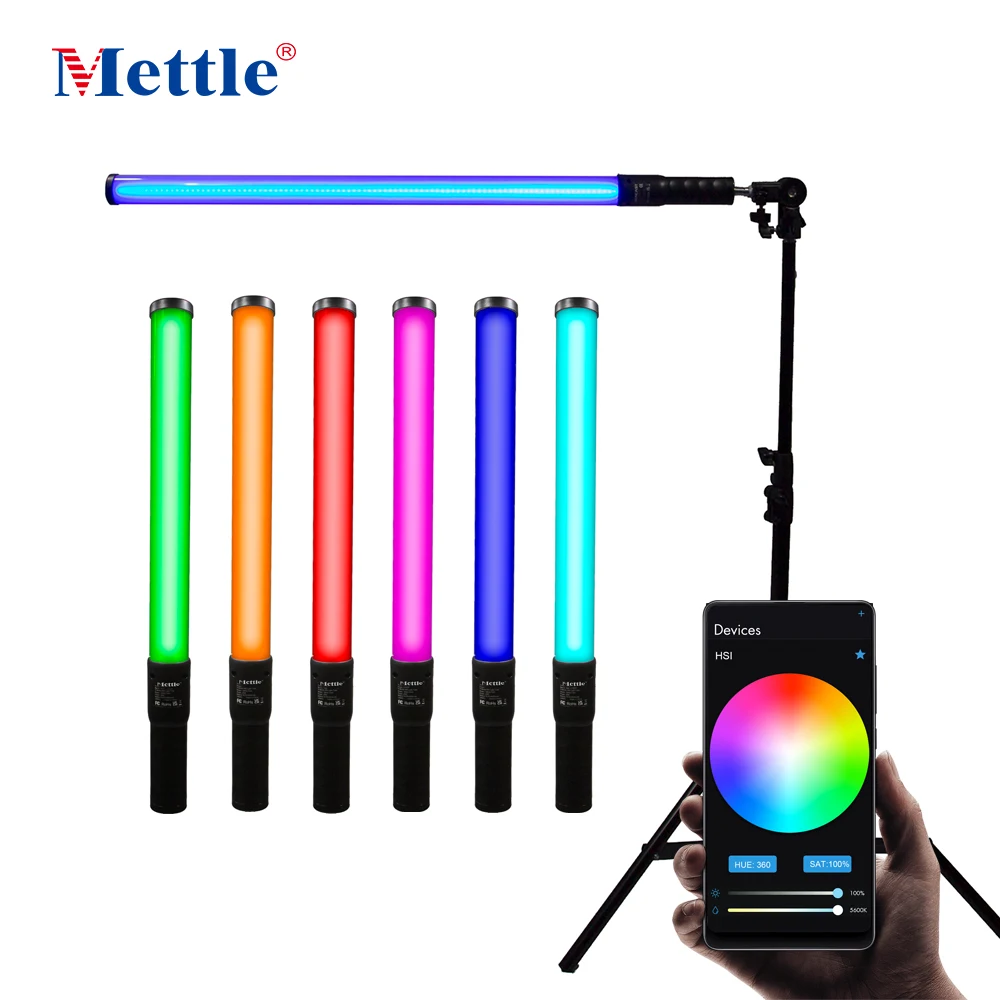 

METTLE RGB Led Video Light Wand Tube Photography Lamp Remote Control Photo Lighting For Youtube TikTok
