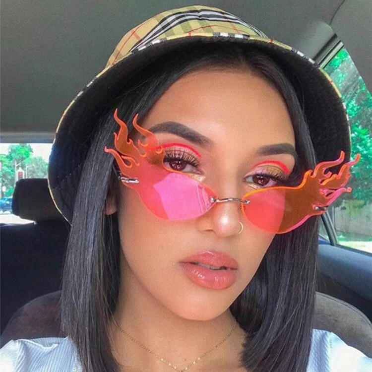 

Halloween Fashion 2020 new Rimless Sun glasses Fire sunglasses