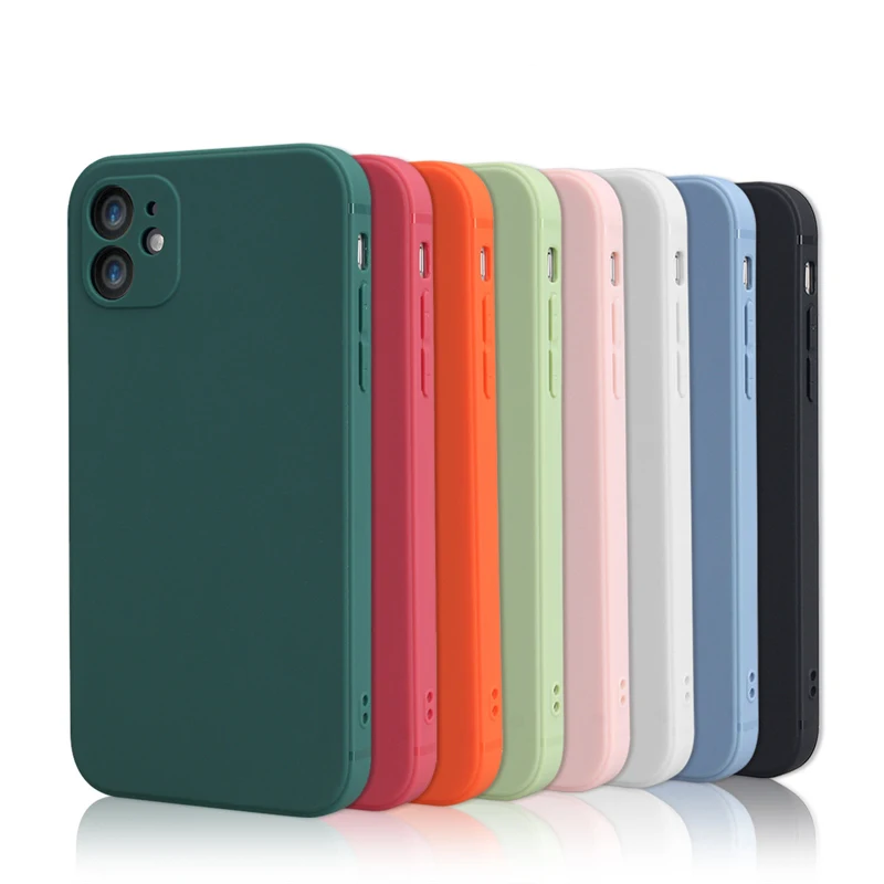 

Full Cover Skin Feeling Matte Square Soft Silicone TPU Phone Case For iPhone 12 11 Pro XR XS Max, Mix