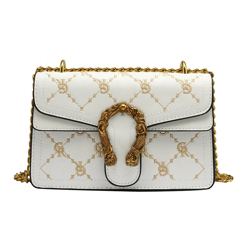 

2021 Luxury Stitching PU Leather Women Bags and Purses with Chunky Chain Cross body Belt Shoulder Small Female Bags Handbag