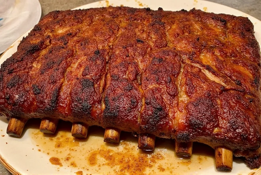 Oven roasted ribs on a tray