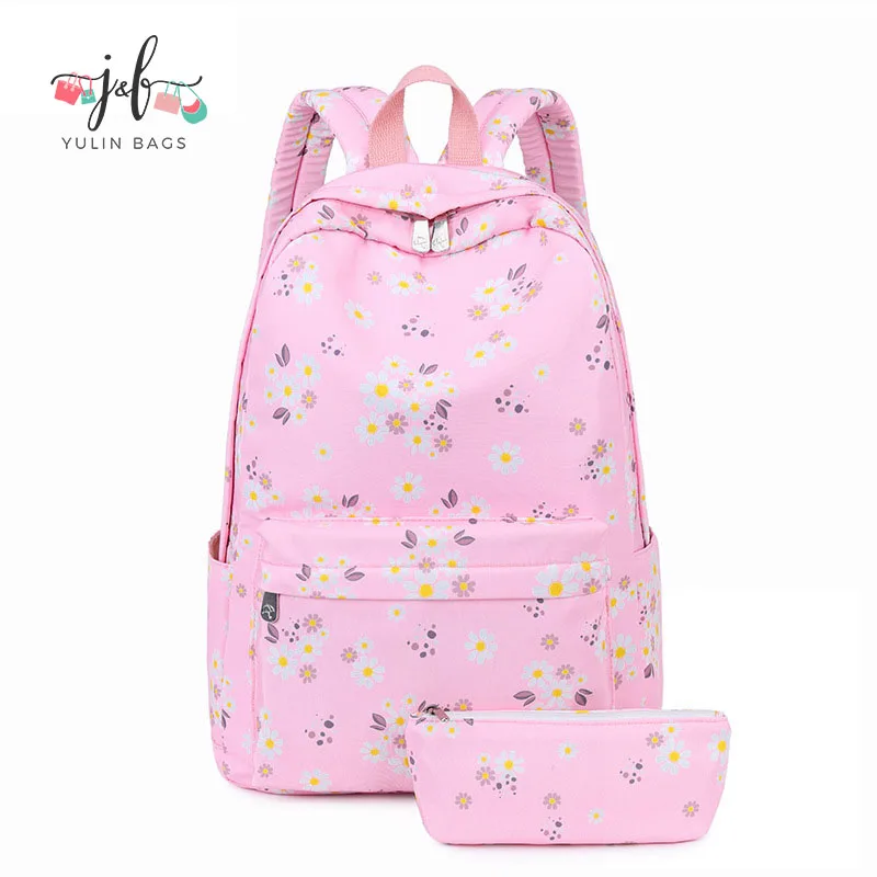 

2 pcs fashion daisy flower school bags for girls set korean student kid school bag wholesale