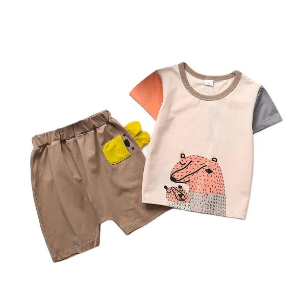 

Casual cute animal print infant clothes set 100 cotton newborn clothing pants wear new born baby 3pcs clothes set, Picture