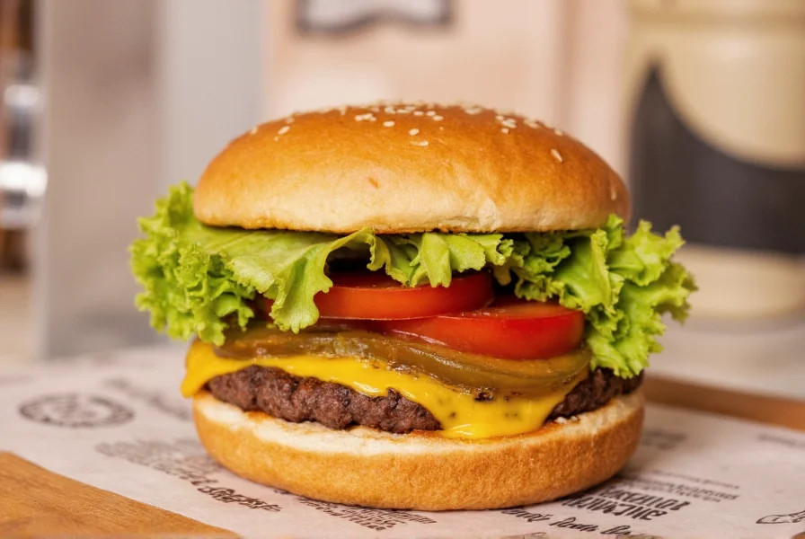 Ginger Bob's Burgers signature ginger glazed bacon burger with melted cheese, fresh lettuce, and house-made sauce on a toasted brioche bun