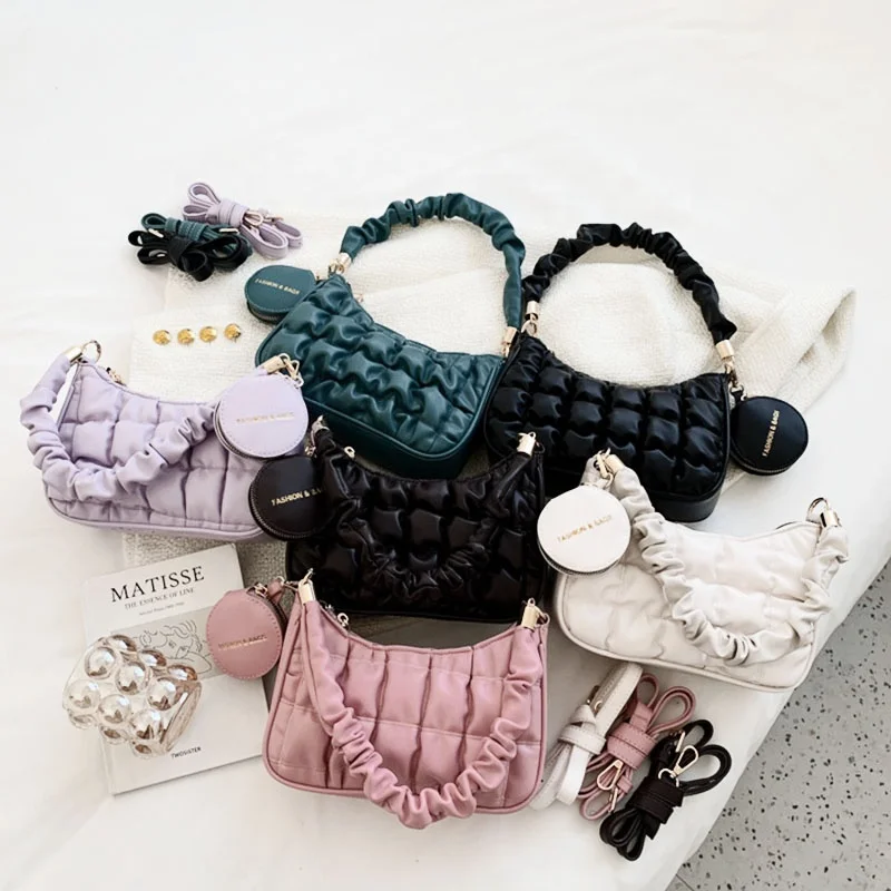 

2022 Unique Soft Pleated Purses And Handbags Coins Purse Mini Shoulder Bag Women