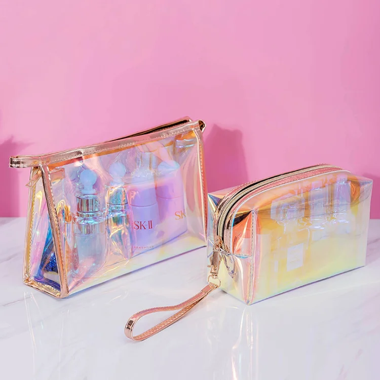 

Fashion Holographic TPU Cosmetic Travel Bag Large Laser Toiletry Bag Makeup Organizer, Clear laser