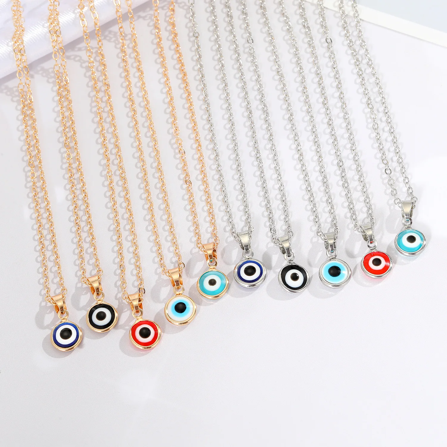 

Hot Popular Lucky Jewelry Gold Silver Color Devil Eye Disc Necklace Bohemia Turkish Evil Eyes Pendant Necklace