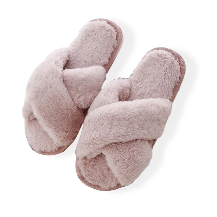

Winter Women Slippers with Faux Fur Warm Slip on Flats Shoes, 5 colors