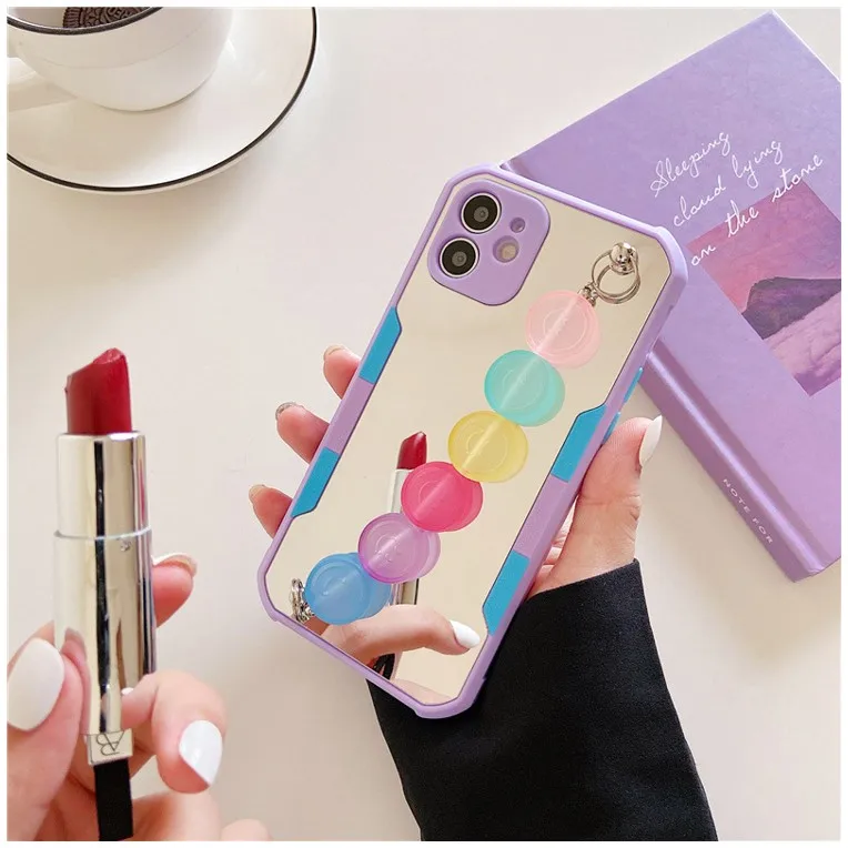 

Luxury Makeup Mirror wrist strap soft tpu cover Case For iPhone 12 Pro max
