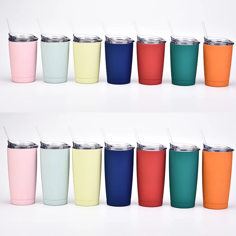 

Double wall insulated travel coffee mug stainless steel vacuum flask tumbler with lid and straw custom logo car cup, Customized color acceptable