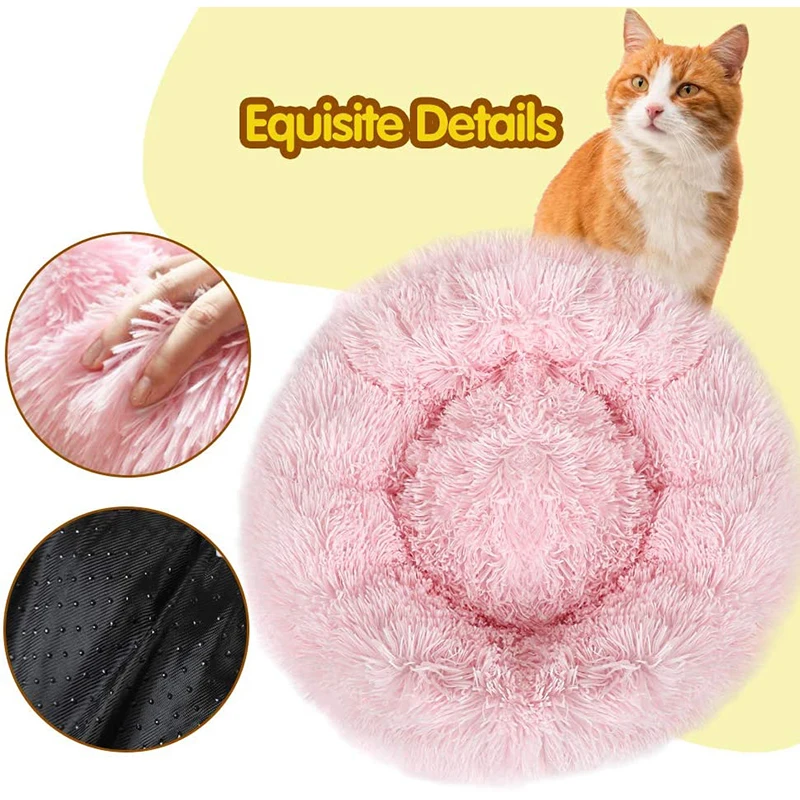 

Pet Bed Multi Sizes for Small Medium Large Pet Cats Dogs Round Donut Cat Beds for Indoor Cats