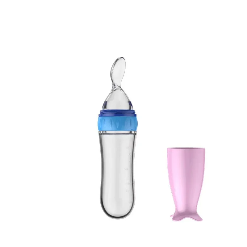 

Safety Silicone Baby Bottle With Spoon Food Supplement Rice Cereal Bottles Squeeze Spoon Milk Feeding Bottle Cup