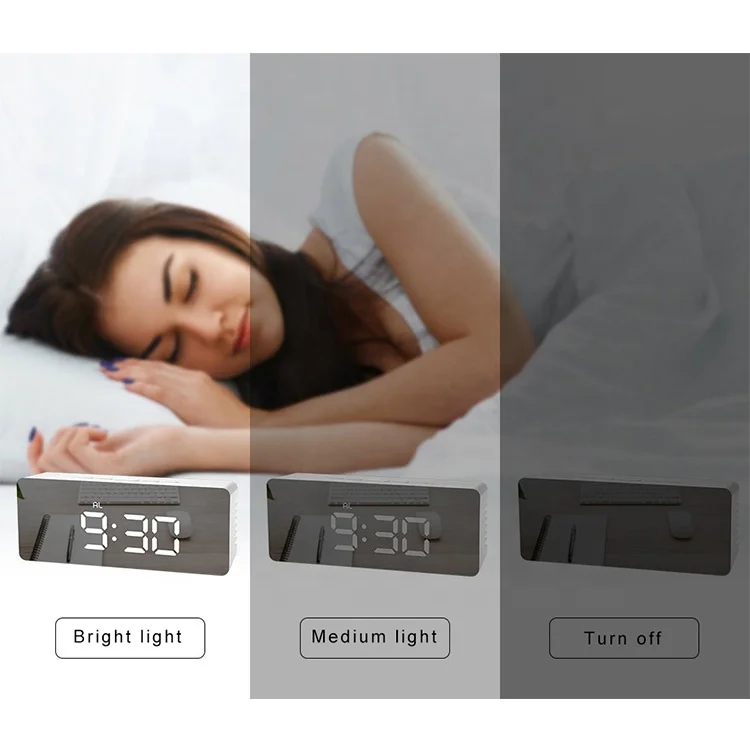 
new design mirror desk clock hot selling wholesale digital alarm clock LED Backlight In Stock thermometer display table clock 