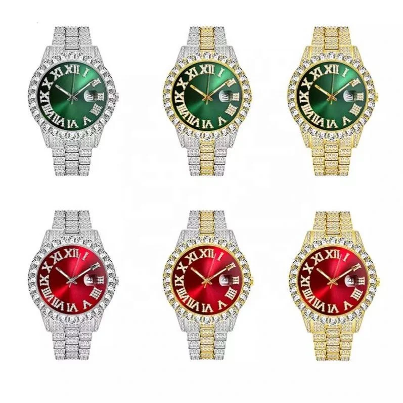 

Iced Out Watch Men Luxury Brand Gold Full Diamond Mens Watches Quartz Hip Hop